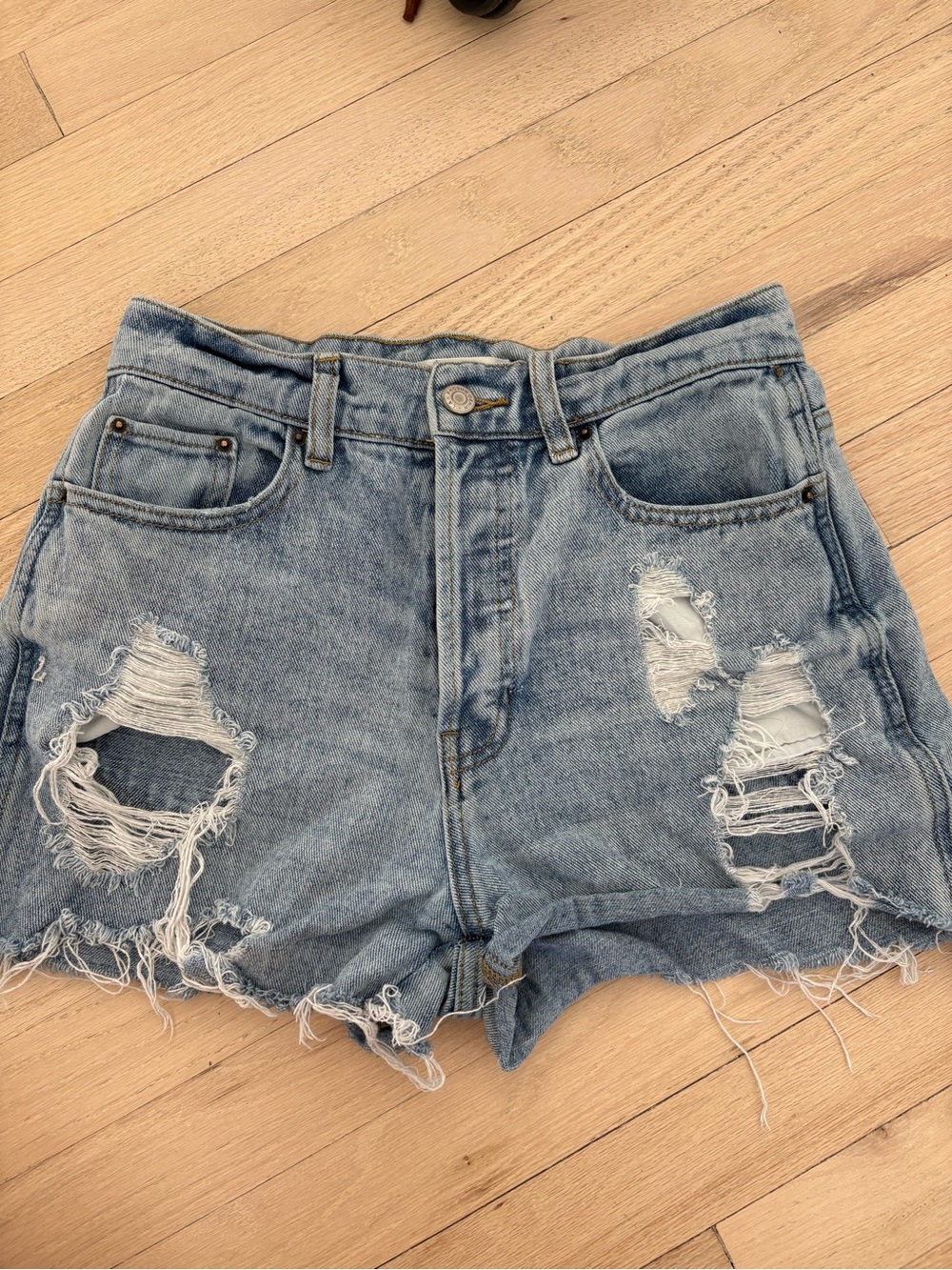 PacSun Light Blue Distressed Denim Cutoff Shorts